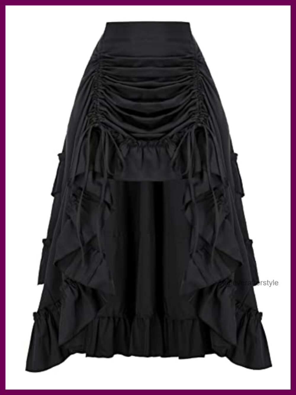 Renaissance Pirate High Low Maxi Skirt Smocked Waist Ruffle Cosplay